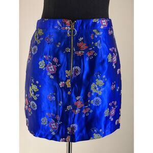 Jaded London Floral Satin Skirt Zipper O-ring Detail Small NWOT